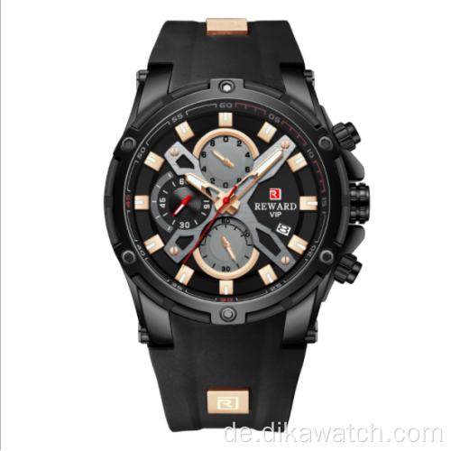 REWARD RD83016M Multifunktionaler Chronograph Herren Sportuhr Silikon Luminous Wasserdicht Kalender Armbanduhren Quarzuhr